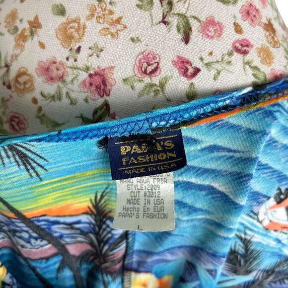 Vintage 90's Jamaica Montego Bay Dress Hawaiian Style Palm Mini Sleeveless Large - Picture 5 of 6